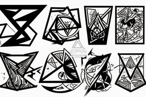 Triangle broken into 5 pieces tattoo idea