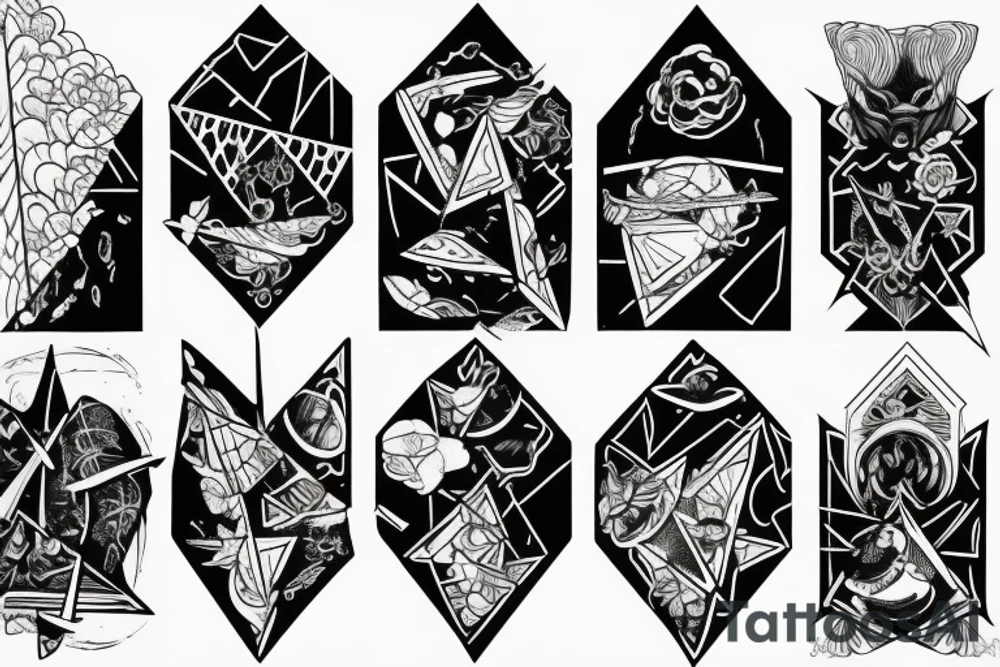Triangle broken into 5 pieces tattoo idea