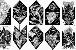 Triangle broken into 5 pieces tattoo idea