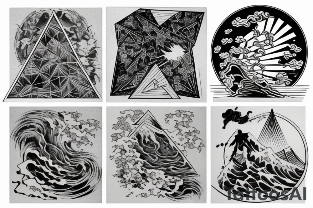 Triangle broken into 5 pieces tattoo idea