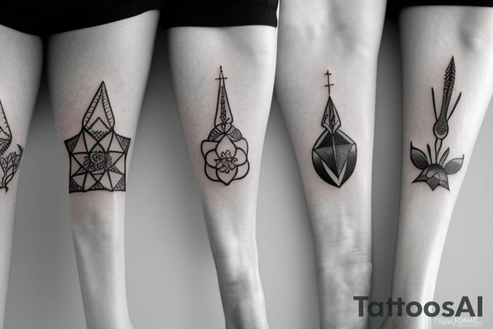 Matching tattoos for two sisters. Both sisters are taurus. Older sister was born in May 1984. Younger sister was born in April 1987. Minimalist design that is feminine tattoo idea