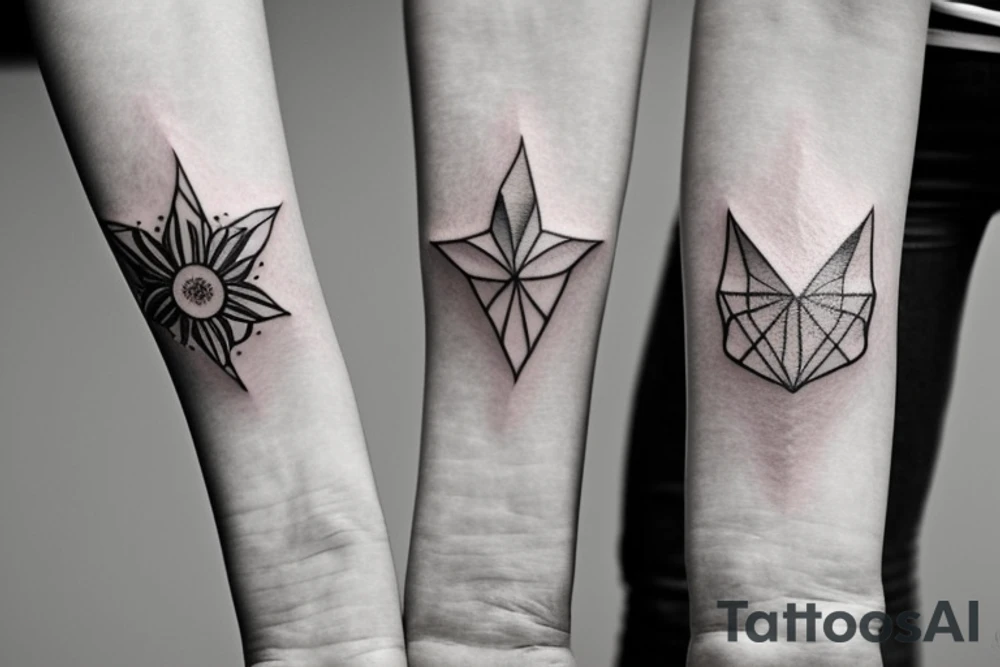 Matching tattoos for two sisters. Both sisters are taurus. Older sister was born in May 1984. Younger sister was born in April 1987. Minimalist design that is feminine. One to two inches in size. Line work tattoo tattoo idea