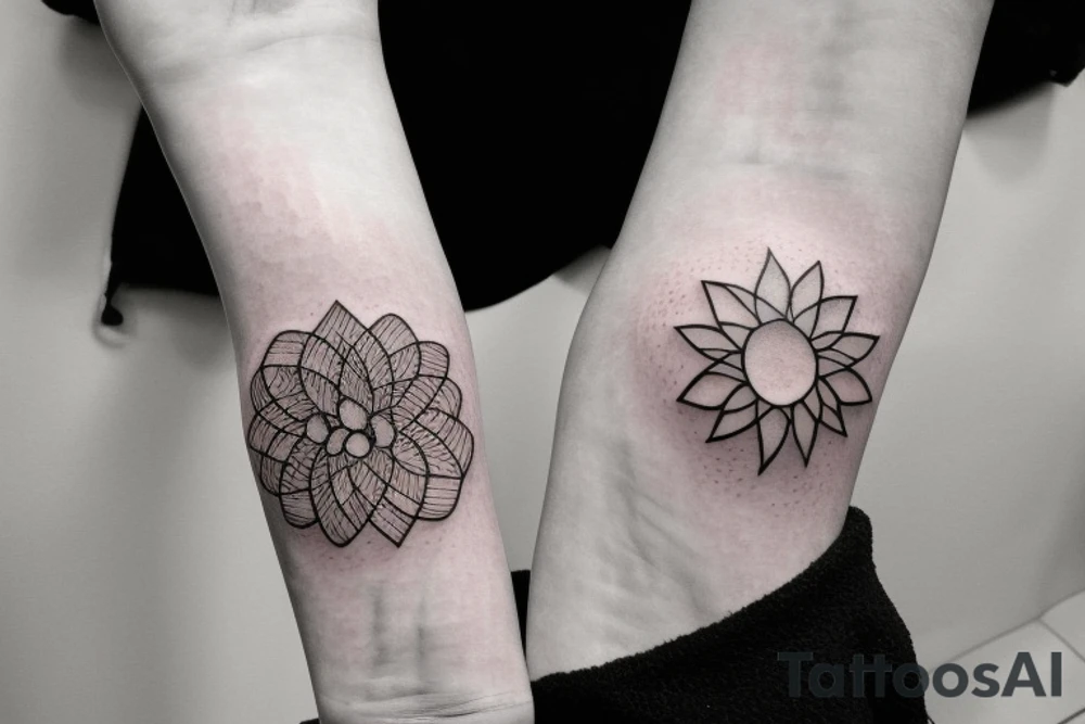 Matching tattoos for two sisters. Both sisters are taurus. Older sister was born in May 1984. Younger sister was born in April 1987. Minimalist design that is feminine. One to two inches in size. Line work tattoo. Emphasize nature, animals,or plants tattoo idea