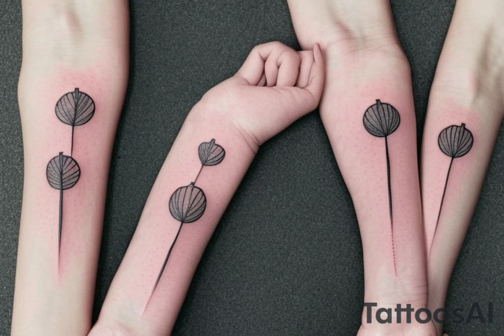 Matching tattoos for two sisters. Both sisters are taurus. Older sister was born in May 1984. Younger sister was born in April 1987. Minimalist design that is feminine. One to two inches in size. Line work tattoo. Emphasize nature, animals ,or plants. Single line tattoo idea