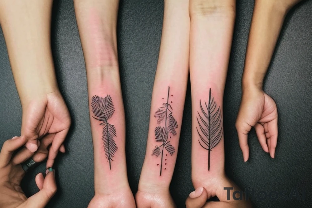 Matching tattoos for two sisters. Both sisters are taurus. Older sister was born in May 1984. Younger sister was born in April 1987. Minimalist design that is feminine. One to two inches in size. Line work tattoo. Emphasize nature, animals ,or plants. Single line tattoo idea