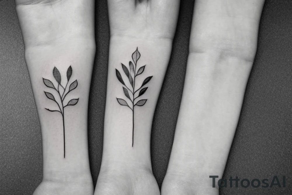 Matching tattoos for two sisters. Both sisters are taurus. Older sister was born in May 1984. Younger sister was born in April 1987. Minimalist design that is feminine. One to two inches in size. Line work tattoo. Emphasize nature, animals ,or plants. Single line. Dainty. Floral. tattoo idea
