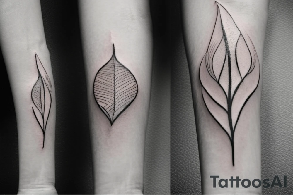 Matching tattoos for two sisters. Both sisters are taurus. Older sister was born in May 1984. Younger sister was born in April 1987. Minimalist design that is feminine. One to two inches in size. Line work tattoo. Emphasize nature, animals ,or plants. Single line. Dainty. Floral. Two leaves. Puppies tattoo idea