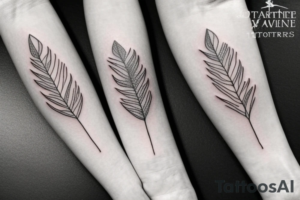 Matching tattoos for two sisters. Both sisters are taurus. Older sister was born in May 1984. Younger sister was born in April 1987. Minimalist design that is feminine. One to two inches in size. Line work tattoo. Emphasize nature, animals ,or plants. Single line. Dainty. Floral. Two leaves. Puppies. Middle. Iowa. Midwest. tattoo idea