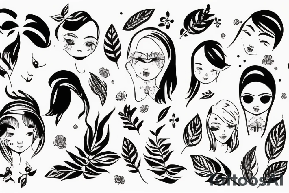 Older sister and younger sister, 2 inches in size, single line tattoo idea