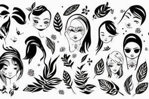 Older sister and younger sister, 2 inches in size, single line tattoo idea