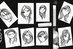 Older sister and younger sister, 2 inches in size, single line tattoo idea