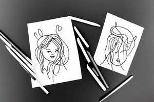 Older sister and younger sister, 2 inches in size, single line tattoo idea