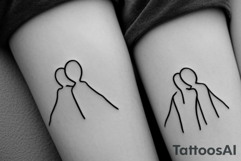 Two sisters hugging. Single line. Minimalist. Simple. Dainty. tattoo idea Two sisters hugging. Single line. Minimalist. Simple. Dainty. tattoo idea