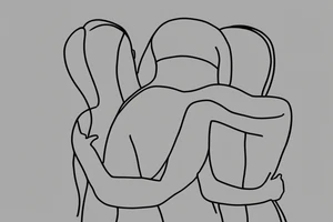 Two sisters hugging. Single line. Minimalist. Simple. Dainty. tattoo idea