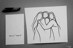Two sisters hugging. Single line. Minimalist. Simple. Dainty. tattoo idea