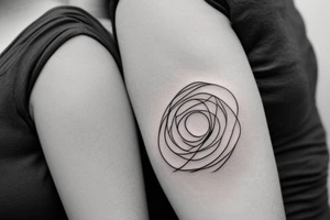 Two sisters hugging. Single line. Minimalist. Simple. Dainty. tattoo idea