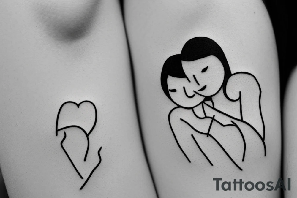 Two sisters hugging. Single line. Minimalist. Simple. Dainty. tattoo idea Two sisters hugging. Single line. Minimalist. Simple. Dainty. tattoo idea