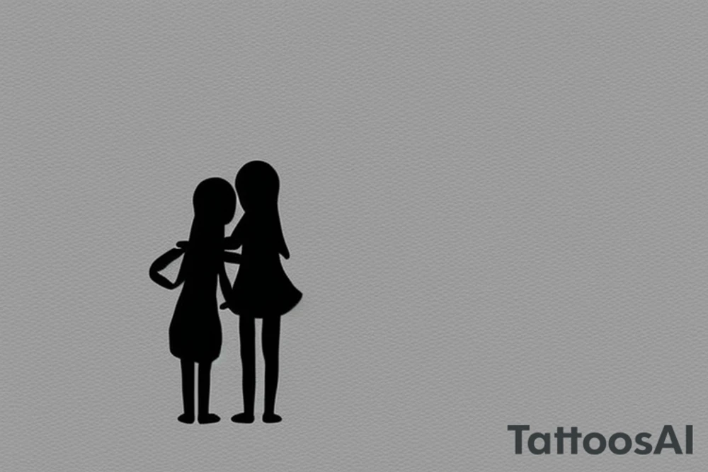 Two sisters hugging. Single line. Minimalist. Simple. Dainty. tattoo idea Two sisters hugging. Single line. Minimalist. Simple. Dainty. tattoo idea