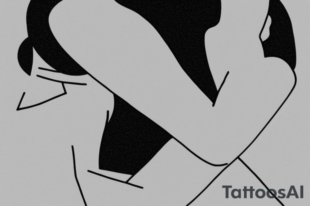 Two sisters hugging. Single line. Minimalist. Simple. Dainty. tattoo idea
