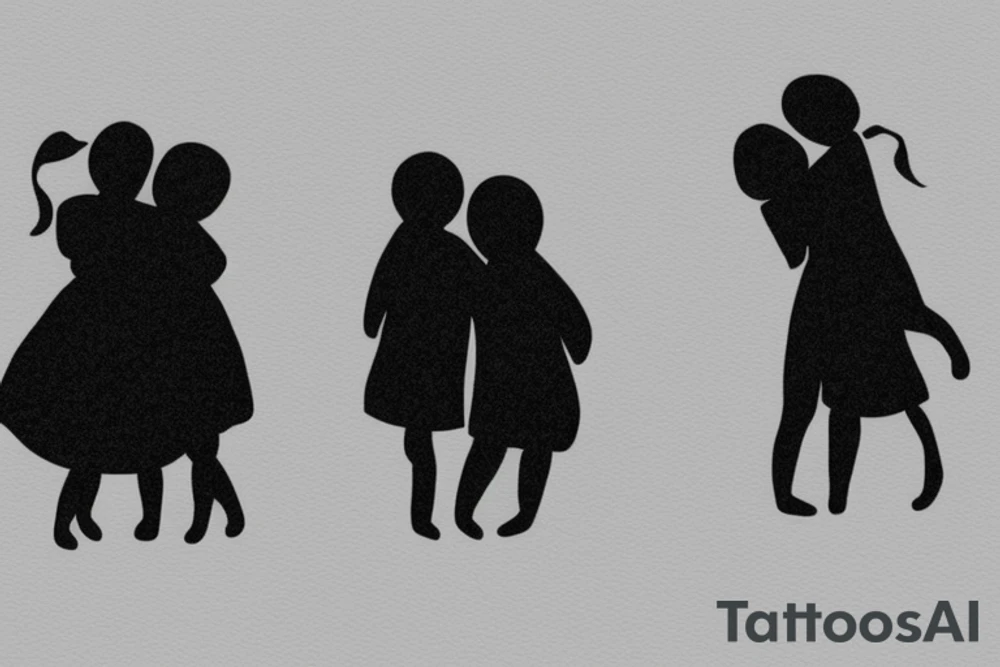 Two sisters hugging. Single line. Minimalist. Simple. Dainty. tattoo idea Two sisters hugging. Single line. Minimalist. Simple. Dainty. tattoo idea