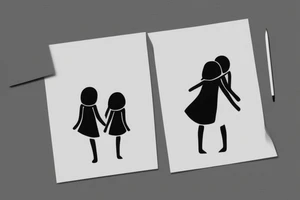 Two sisters hugging. Single line. Minimalist. Simple. Dainty. tattoo idea