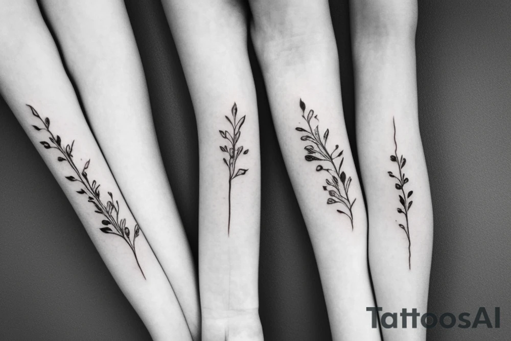 Two sisters holding eachother. Single line. Minimalist. Simple. Dainty. Floral. tattoo idea