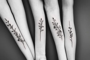 Two sisters holding eachother. Single line. Minimalist. Simple. Dainty. Floral. tattoo idea