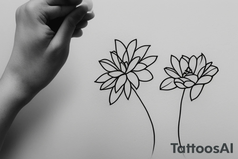 Two sister flowers. Single line. Minimalist. Simple. Dainty. Floral. tattoo idea