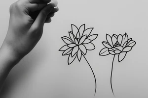 Two sister flowers. Single line. Minimalist. Simple. Dainty. Floral. tattoo idea
