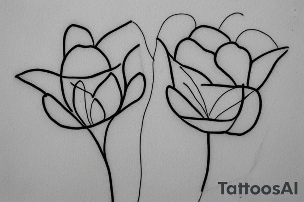 Two sister flowers. Single line. Minimalist. Simple. Dainty. Floral. tattoo idea