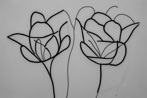 Two sister flowers. Single line. Minimalist. Simple. Dainty. Floral. tattoo idea