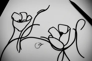Two sister flowers. Single line. Minimalist. Simple. Dainty. Floral. tattoo idea
