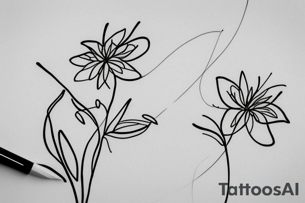 Two sister flowers. Single line. Minimalist. Simple. Dainty. Floral. tattoo idea
