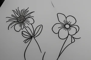 Two sister flowers. Single line. Minimalist. Simple. Dainty. Floral. tattoo idea