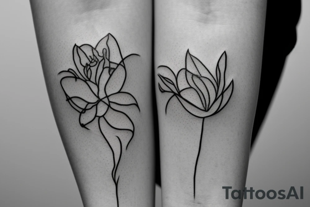 Two sister flowers. Single line. Minimalist. Simple. Dainty. tattoo idea Two sister flowers. Single line. Minimalist. Simple. Dainty. tattoo idea