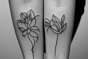 Two sister flowers. Single line. Minimalist. Simple. Dainty. tattoo idea