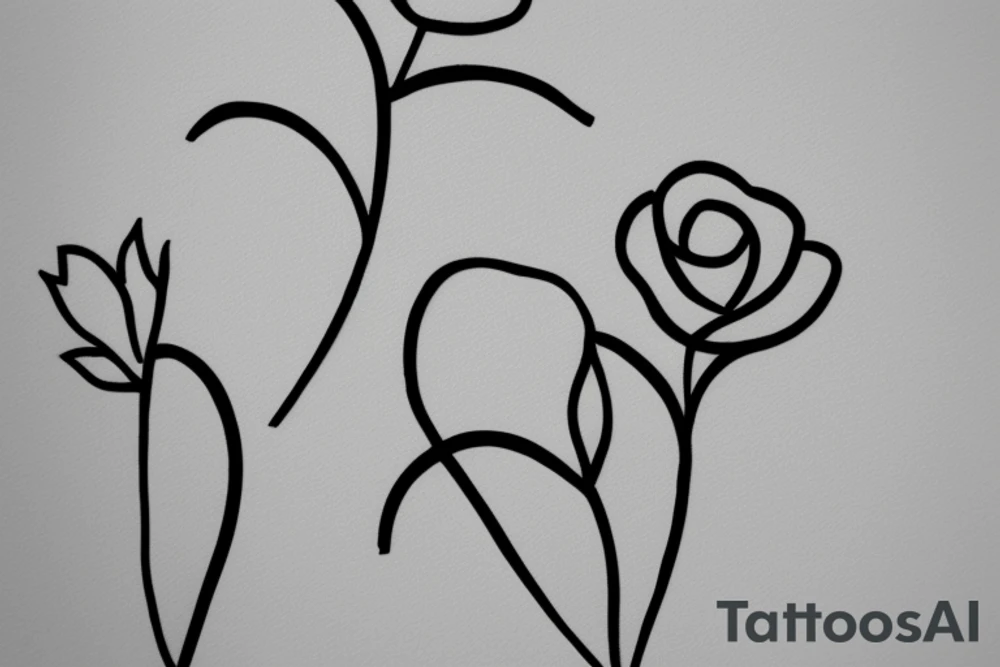Two sister flowers. Single line. Minimalist. Simple. Dainty. tattoo idea