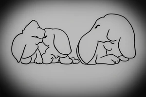 Two sister puppies. Single line. Minimalist. Simple. Dainty. tattoo idea