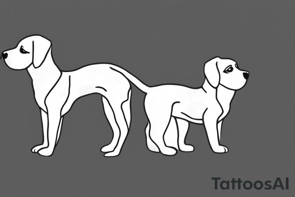 Two sister puppies. Single line. Minimalist. Simple. Dainty. tattoo idea
