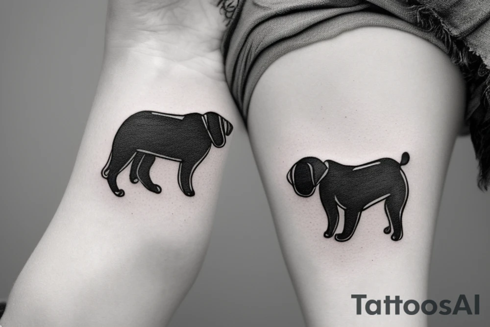 Two sister puppies. Single line. Minimalist. Simple. Dainty. tattoo idea
