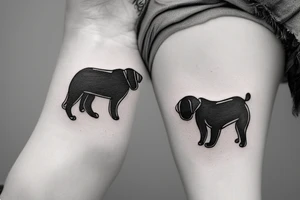 Two sister puppies. Single line. Minimalist. Simple. Dainty. tattoo idea