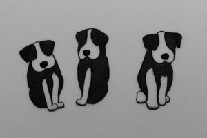 Two sister puppies. Single line. Minimalist. Simple. Dainty. 1 inch. tattoo idea