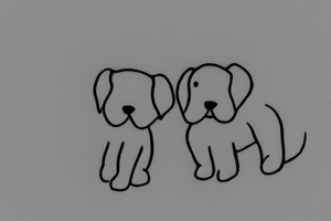 Two sister puppies. Single line. Minimalist. Simple. Dainty. 1 inch. tattoo idea