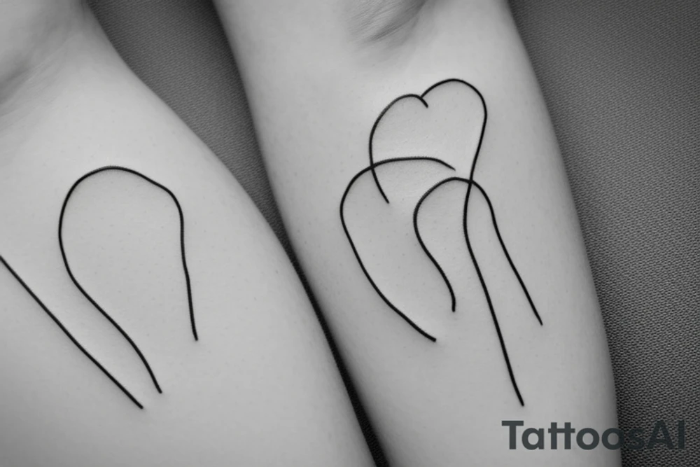 Two sisters. Single line. Minimalist. Simple. Dainty. 1 inch. tattoo idea