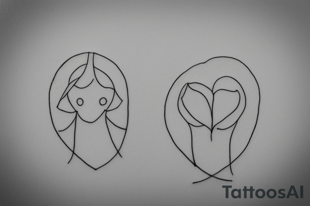 Two sisters. Single line. Minimalist. Simple. Dainty. 1 inch. tattoo idea