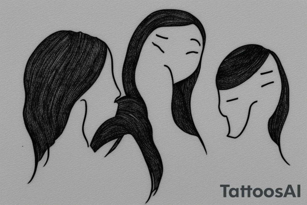 Two sisters. Single line. Minimalist. Simple. Dainty. 1 inch. tattoo idea