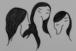 Two sisters. Single line. Minimalist. Simple. Dainty. 1 inch. tattoo idea