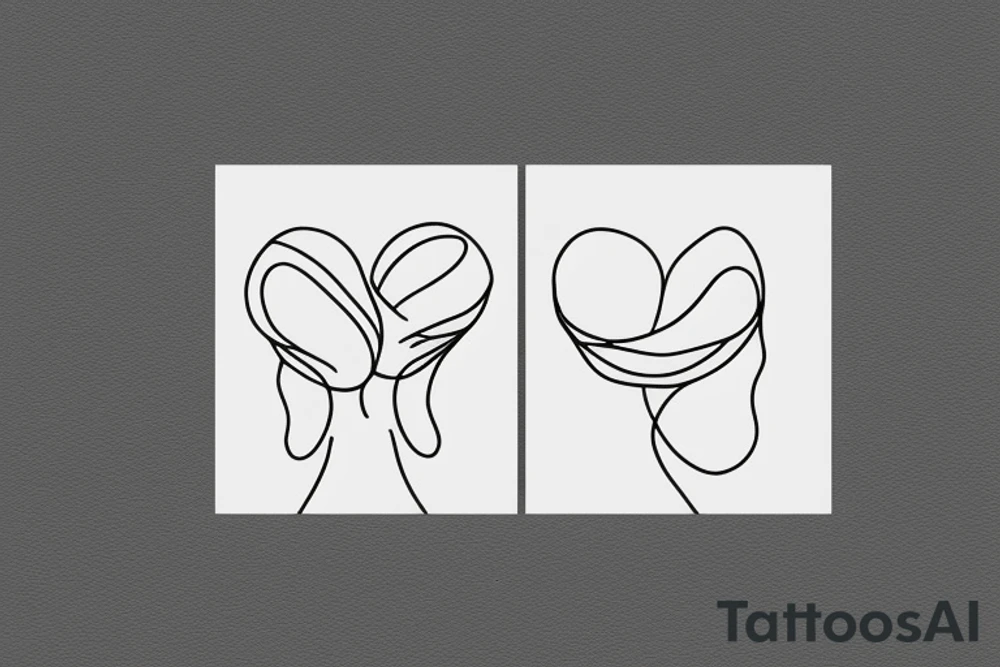 Two sisters. Single line. Minimalist. Simple. Dainty. 1 inch. tattoo idea