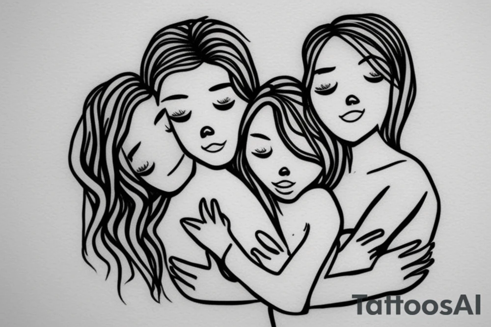 2 Sisters hugging. Simple. Dainty. Small. tattoo idea