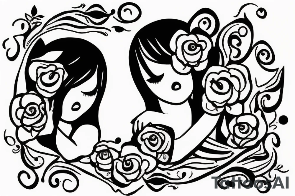 2 Sisters hugging. Simple. Dainty. Small. tattoo idea